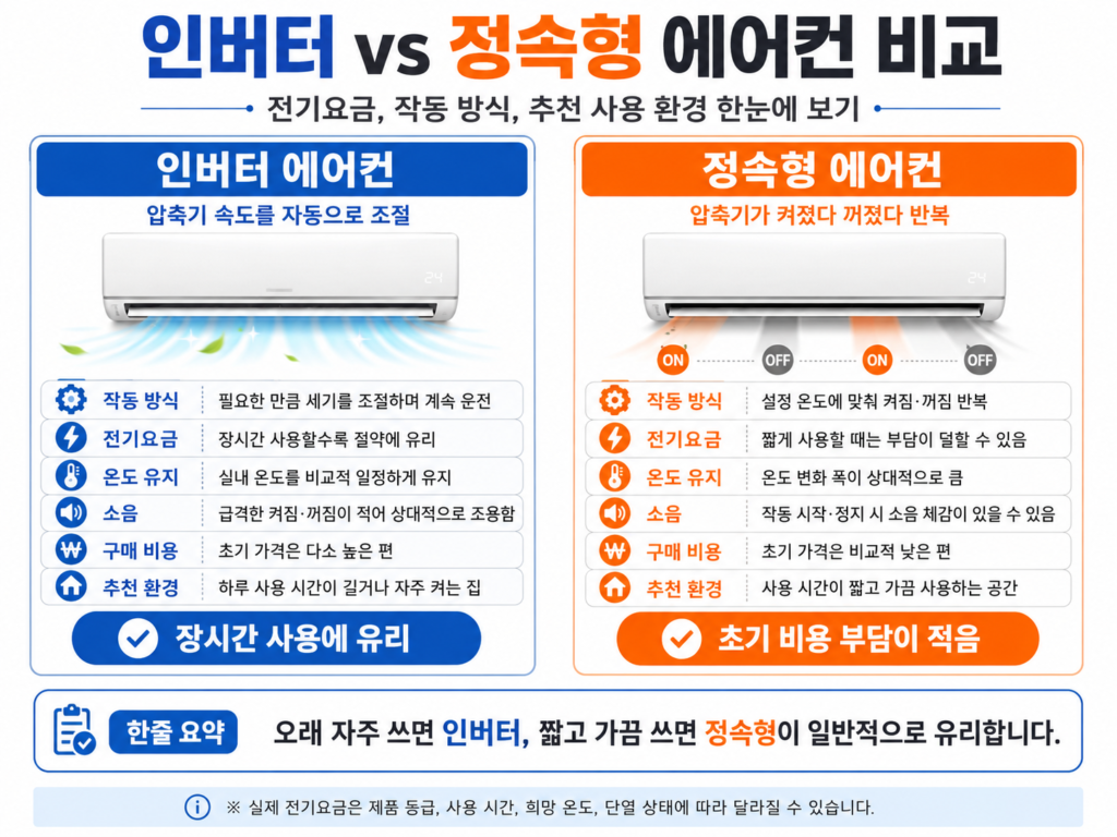 에어컨 전기세 절약 온도 설정과 바람 세기 조절 이미지