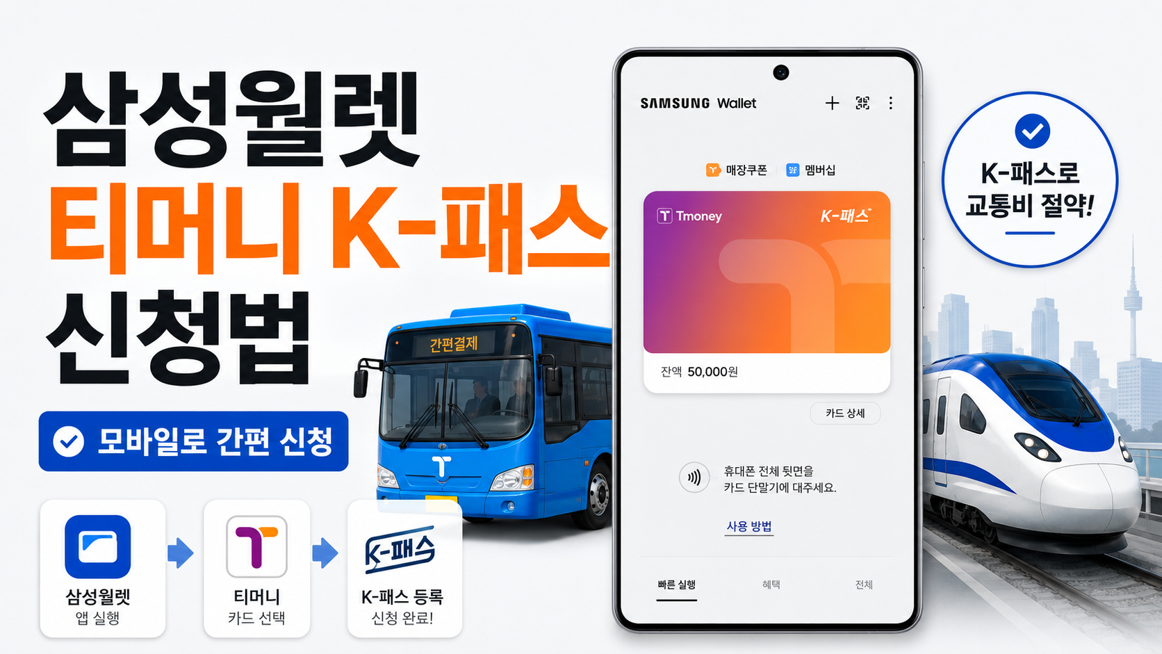 삼성월렛 티머니K패스 신청법