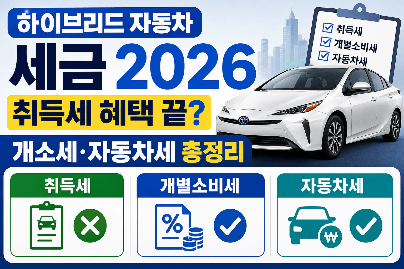 하이브리드 자동차 세금 2026 취득세 개별소비세 자동차세